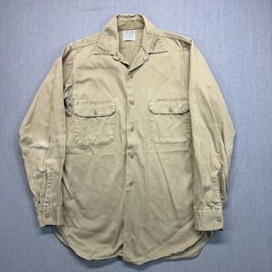 Vintage Sears Roughshod Twill Matched Sets Khaki Men's Large Button Work Shirt